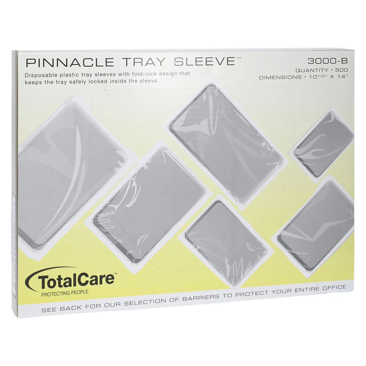Pinnacle Tray Sleeve, Size B, 10.5" x 14", Clear Plastic, Fits Ritter B & A-dec Trays, 500/Box, 3000-B - Tray Sleeves, # 3000, 10.5" x 14", 500/Pk, 3000-B - Image 1