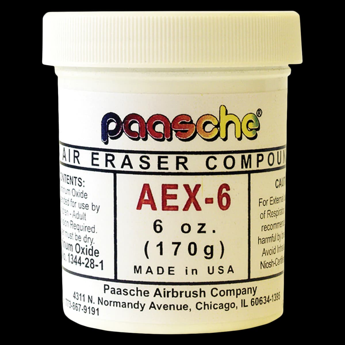 Paasche Air Eraser Compound, Fast Cutting Aluminum Oxide, 6 oz Jar - Air Eraser Compound, 6 oz - Image 1