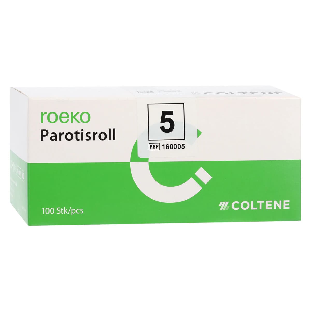 Roeko Parotisroll Cotton Rolls, #5, 8 mm x 100 mm, Non-Sterile, with Plastic Rod, 100/Pkg, 160005 - ROEKO Parotisroll Rolls #5 Pack of 100 - Image 1