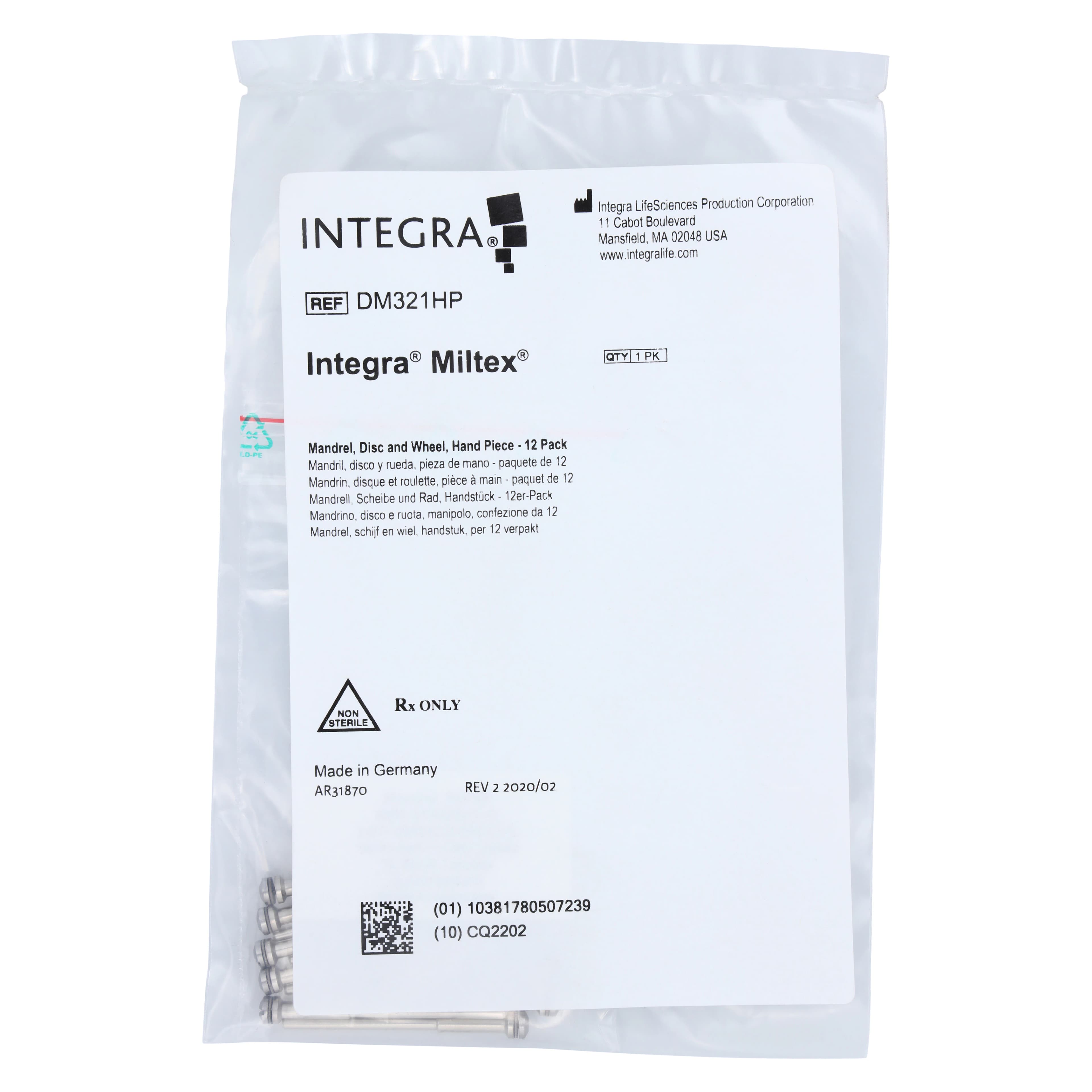 Integra Miltex Disc and Wheel Mandrel, Screw Type HP #321, 12/Pk, DM321HP thumbnail 2