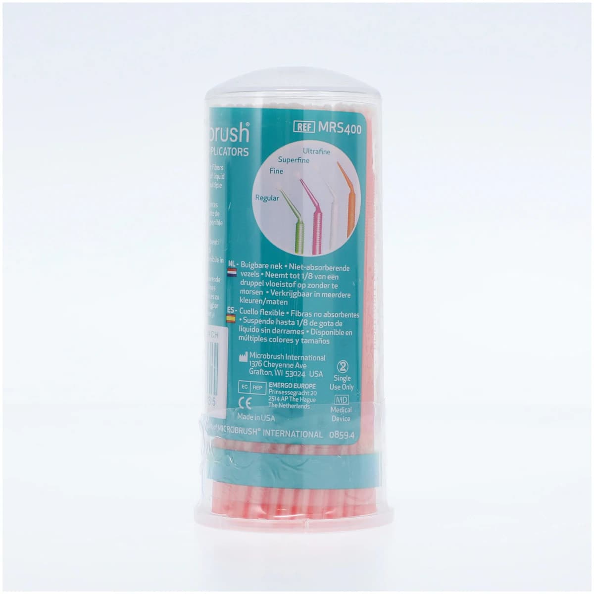 Microbrush Tube Series Disposable Applicators, Regular (2.0 mm), Peach, 100/Pkg, MRS400 thumbnail 3