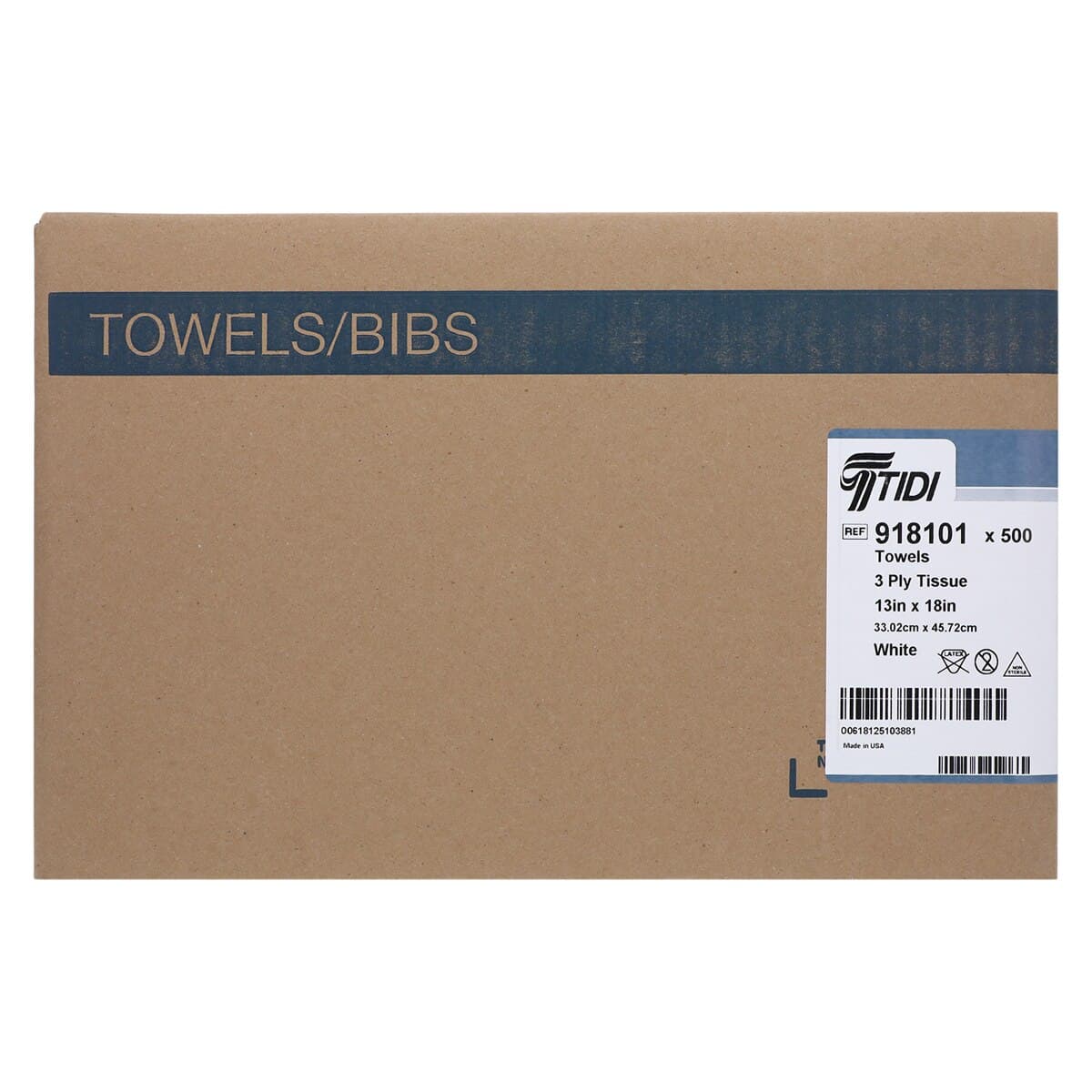 Tidi Products All Tissue 3-Ply Tissue Patient Bib/Towel, 13" x 18", White, Waffle-Embossed, 500/Case, 918101 thumbnail 2