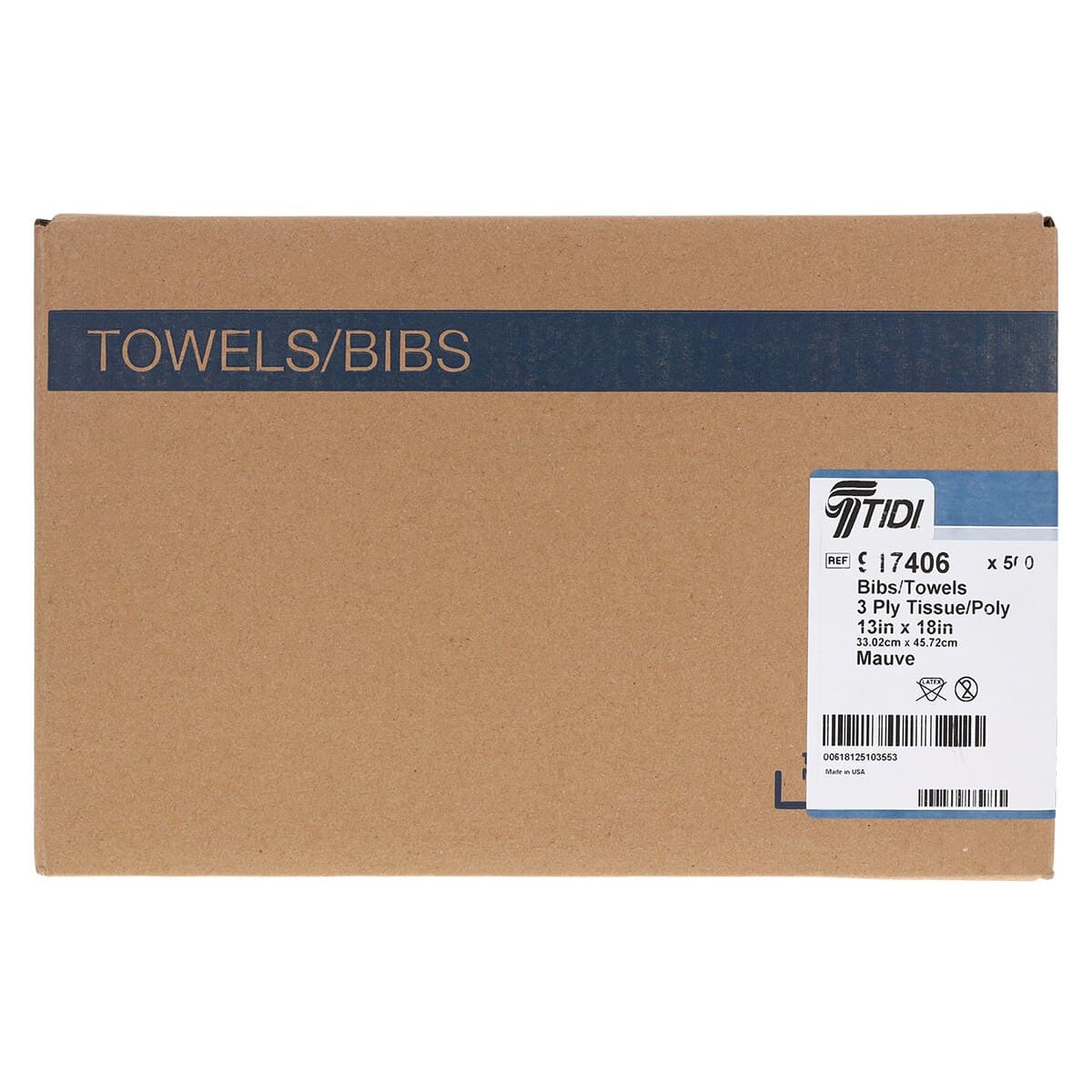 Tidi Products Choice Poly-Back Patient Towels, 3-Ply Tissue with Poly Back, Waffle-Embossed, 13" x 18", Mauve, 500/Case, 917406 thumbnail 2