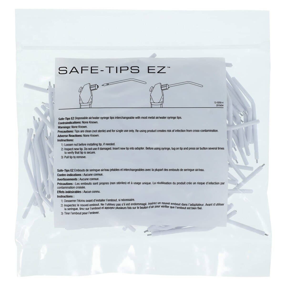 Safe-Tips EZ Disposable Air/Water Syringe Tips, Universal Fit, Plastic with Metal Core, White, 150/Pkg, Ref 44150 thumbnail 2