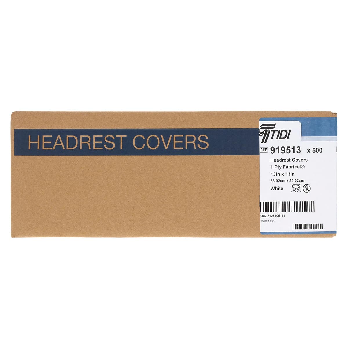 TIDI Fabricel Poly-Lined Headrest Covers, 13" x 13", White, Disposable, 500/Case, 919513 thumbnail 3