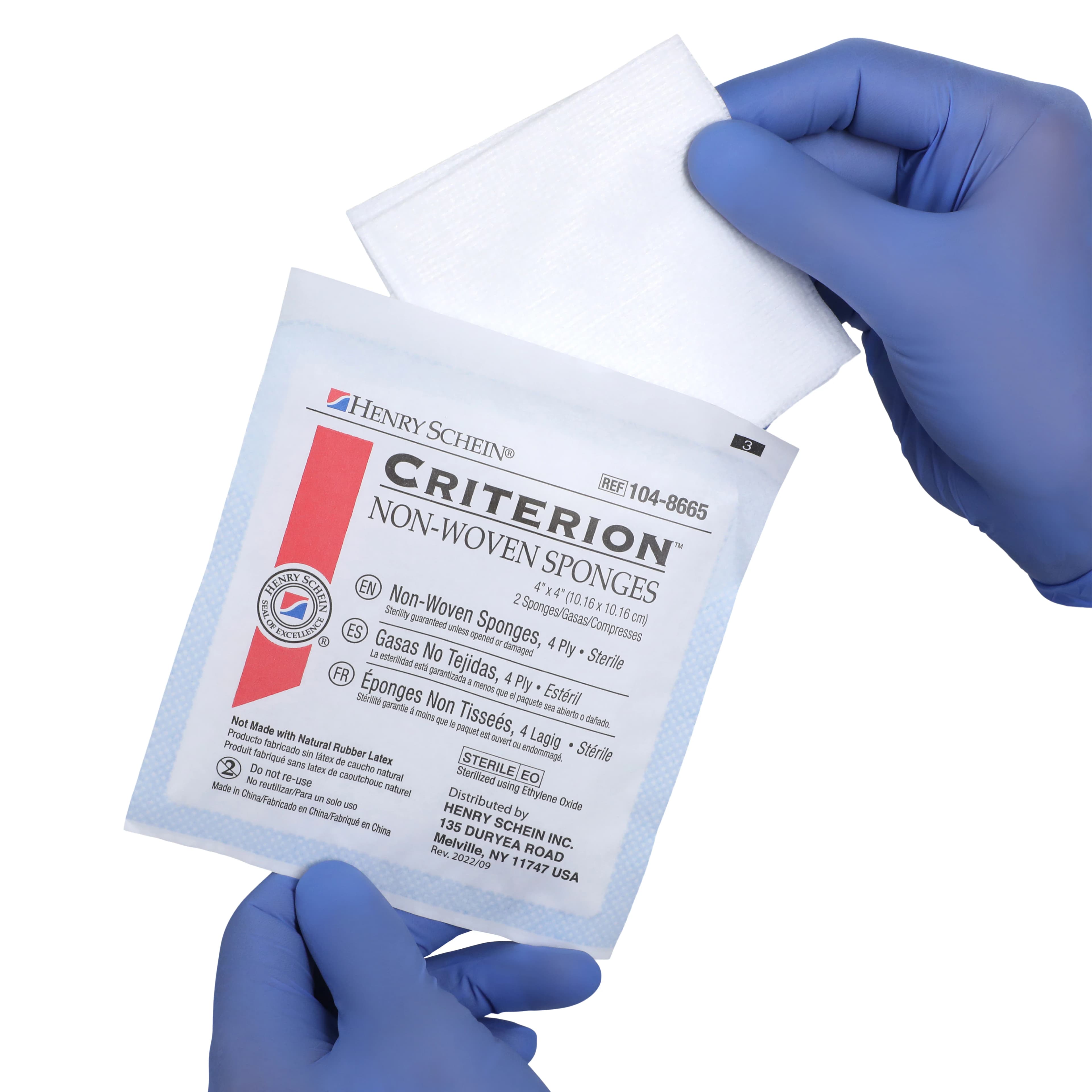 Criterion Non-Woven Sterile 4-Ply Sponges, 4" x 4", Rayon/Polyester Blend, Latex-Free, 50/Pk thumbnail 4