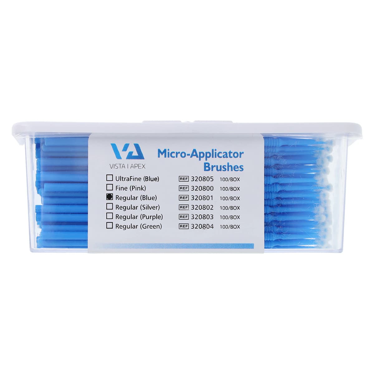 Vista Apex Micro-Applicator Brushes, Regular 2.0mm, Blue, Bendable, Non-Absorbent, Lint-Free, 100/Box, 320801 - Micro-Applicator Brushes Regular Blue (100) - Image 1