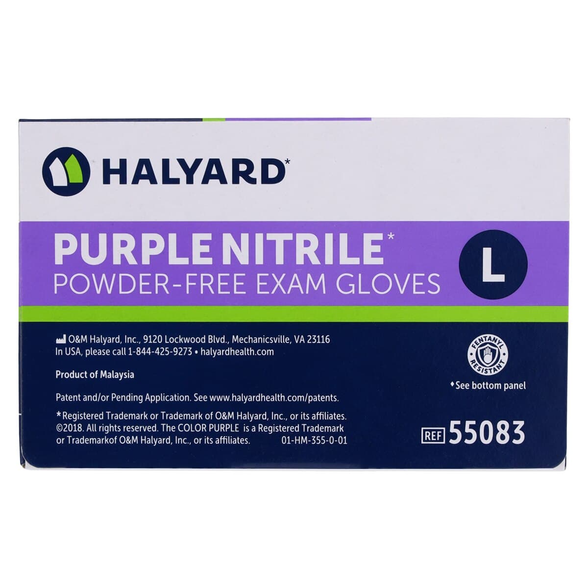 Halyard PURPLE NITRILE* Exam Gloves, Powder-Free, Latex-Free, Non-Sterile, Fingertip Textured, Chemo Rated, Large, Purple, 100/Box, 55083 thumbnail 7