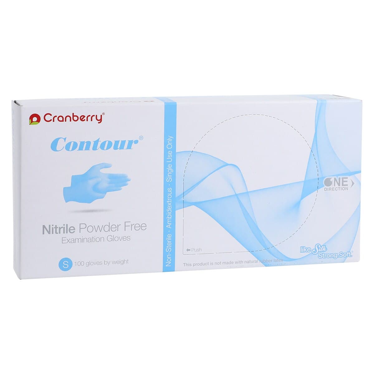 Cranberry Contour Powder-Free Nitrile Exam Gloves, Latex-Free, Blue, Small, 100/Box, CR3116 thumbnail 4