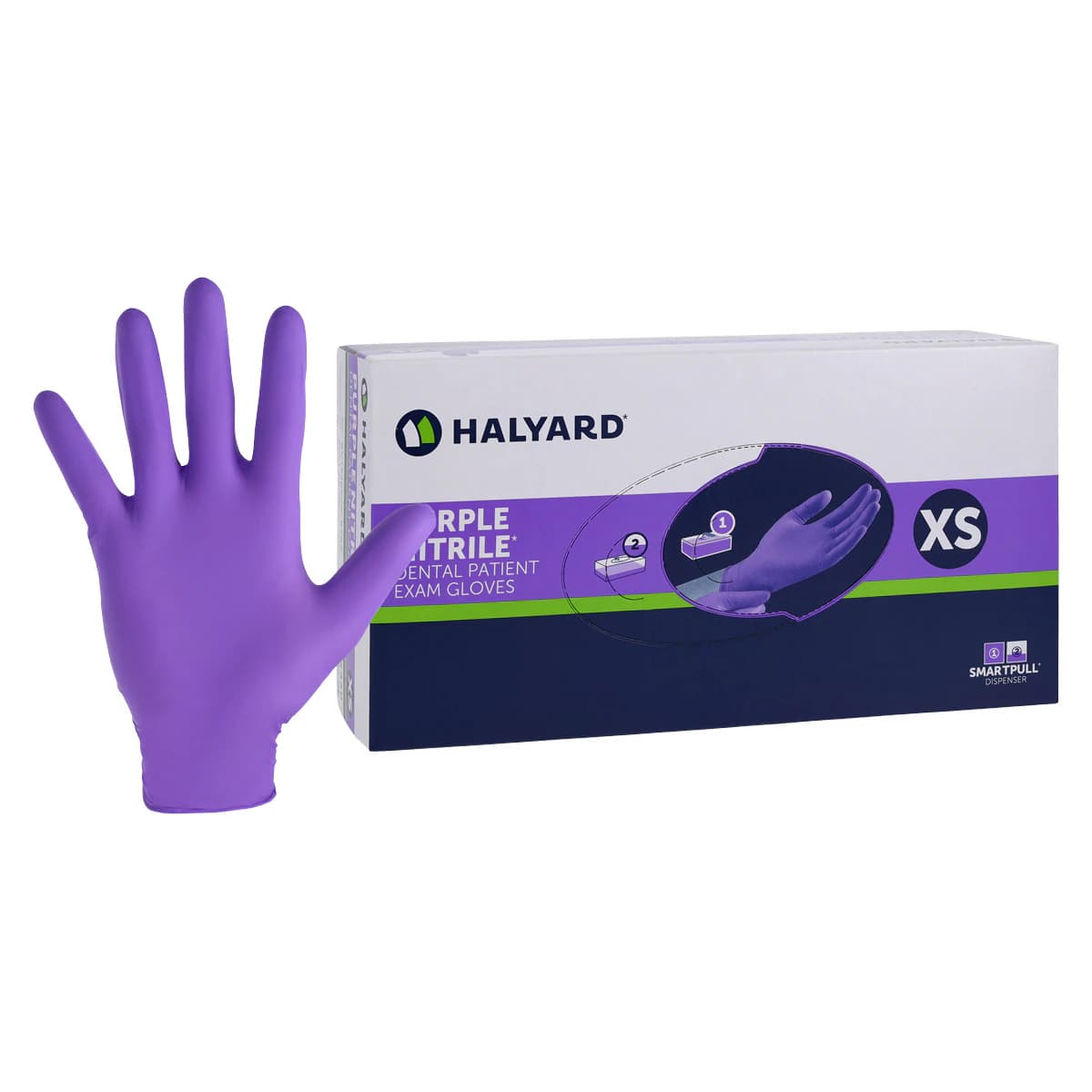 HALYARD PURPLE NITRILE* Dental Exam Gloves, X-Small, Purple, Powder-Free, Latex-Free, 100/Box, 53430 thumbnail 2