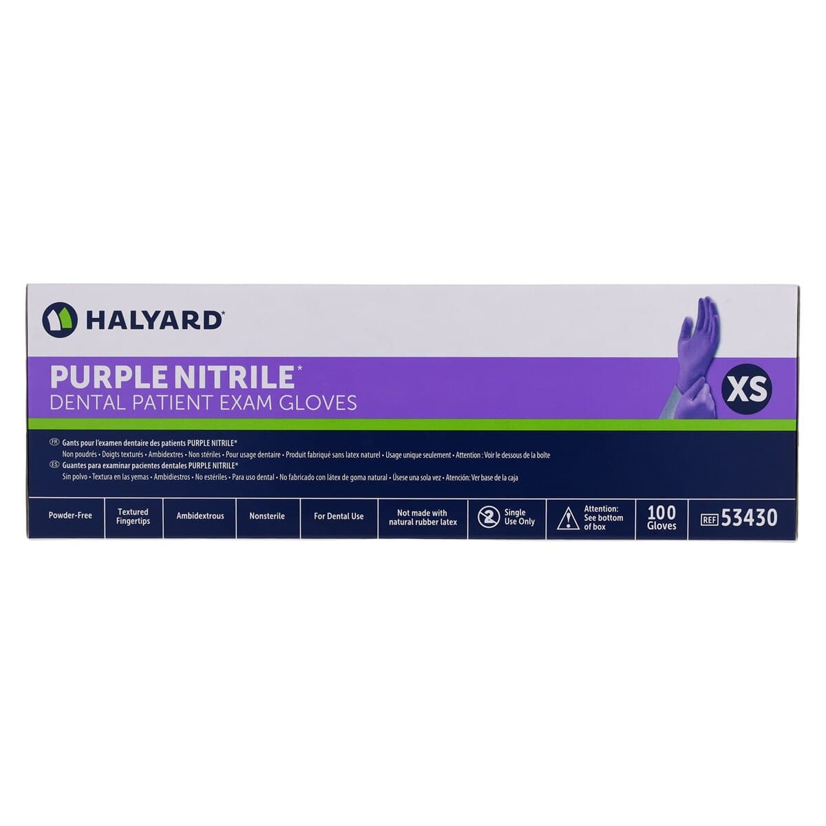 HALYARD PURPLE NITRILE* Dental Exam Gloves, X-Small, Purple, Powder-Free, Latex-Free, 100/Box, 53430 thumbnail 8