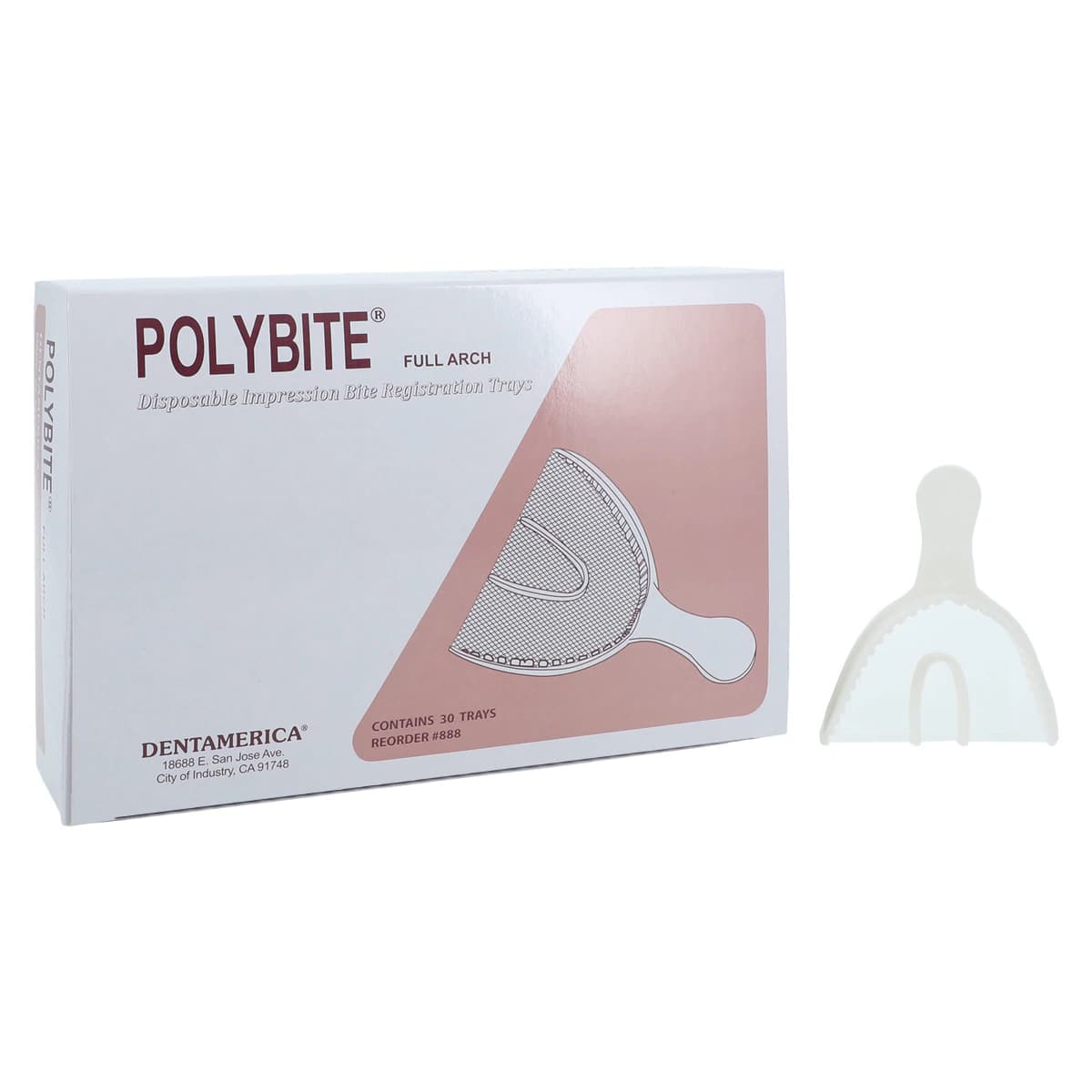 Polybite Disposable Full Arch Bite Registration Tray, 3-in-1, 30/Box, 888 - Polybite Tray Full Arch 30/Bx - Image 1