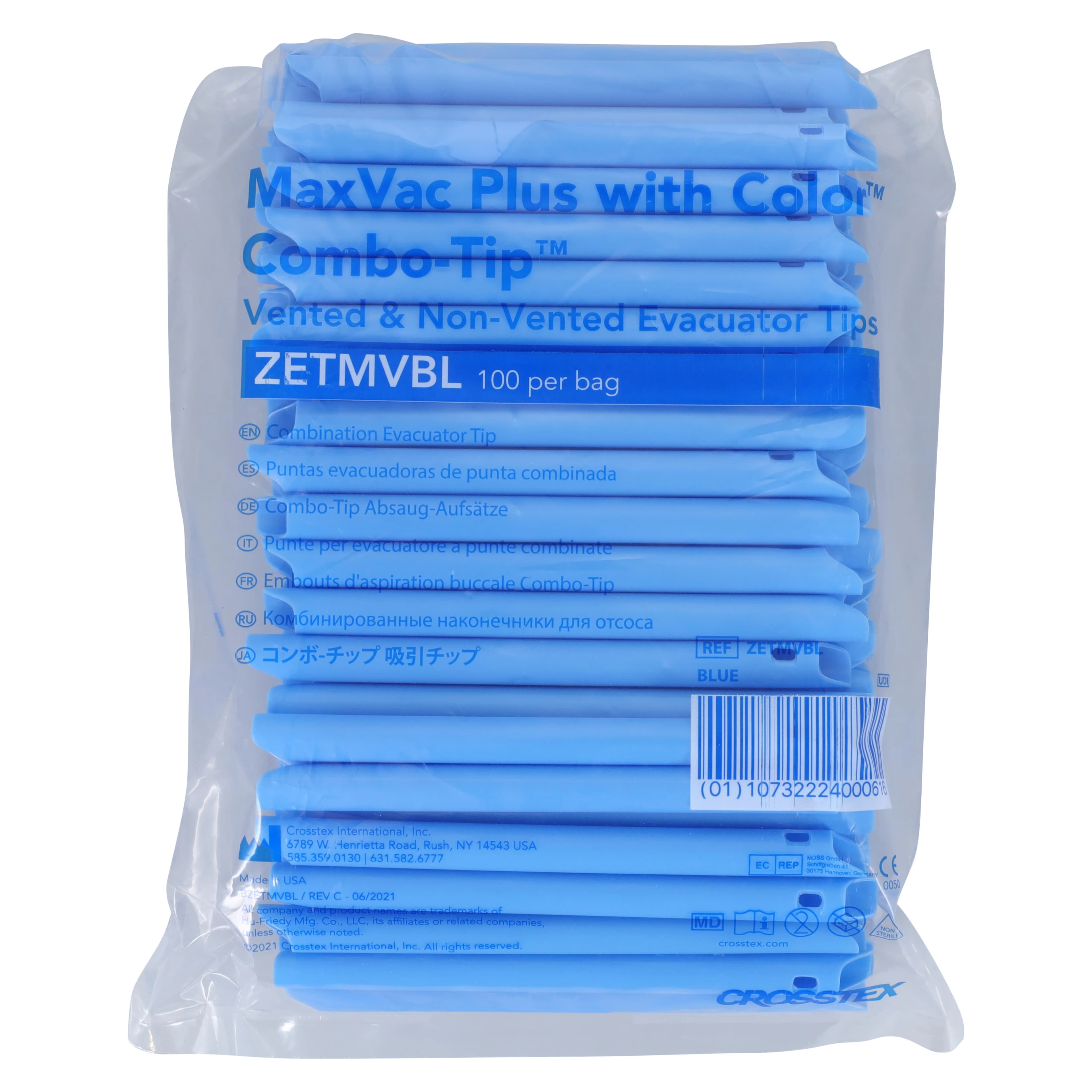 Crosstex MaxVac Plus Combo HVE Evacuator Tips, Vented/Non-Vented, Assorted Colors, 1000/Bx, ZETMVP thumbnail 6