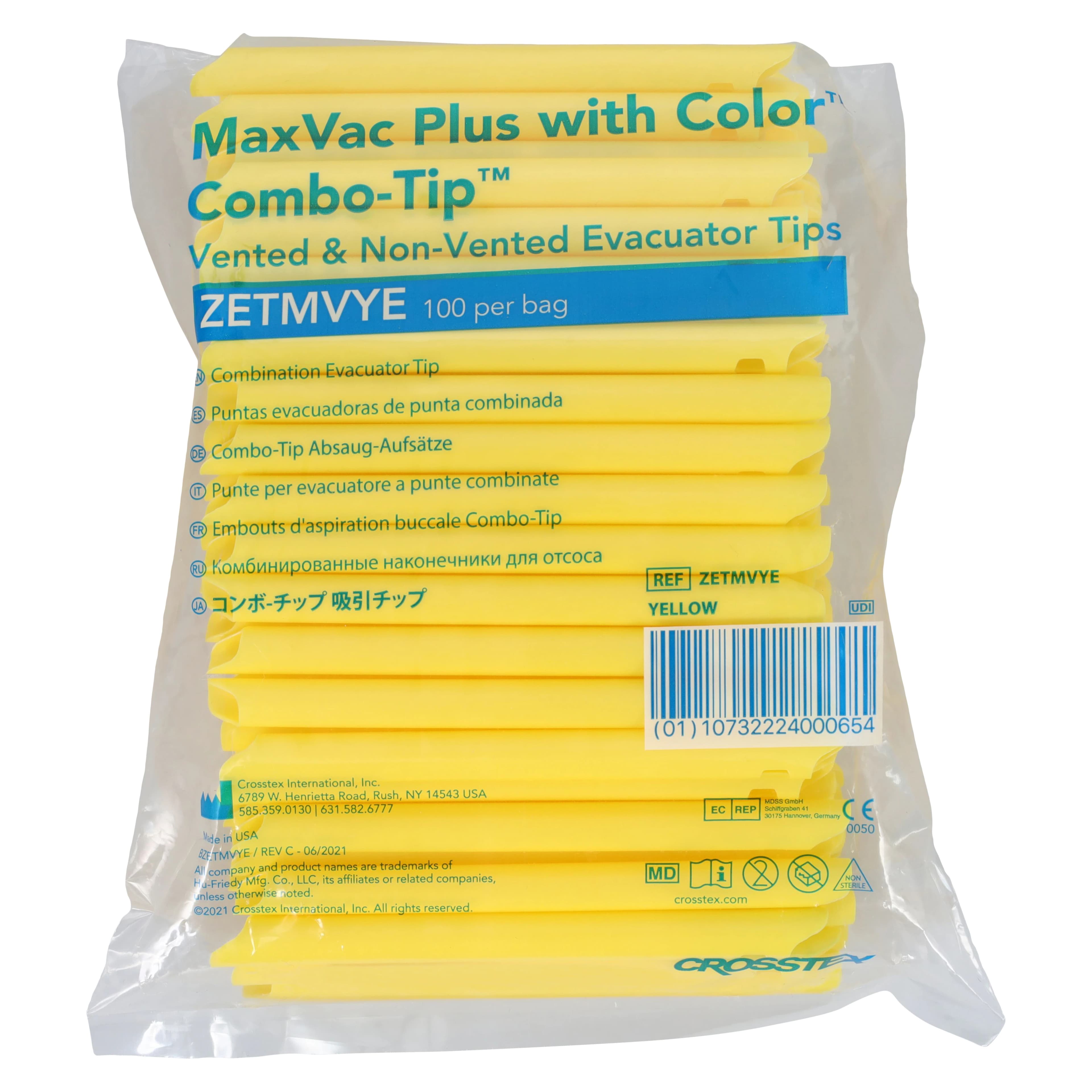 Crosstex MaxVac Plus Combo HVE Evacuator Tips, Vented/Non-Vented, Assorted Colors, 1000/Bx, ZETMVP thumbnail 7