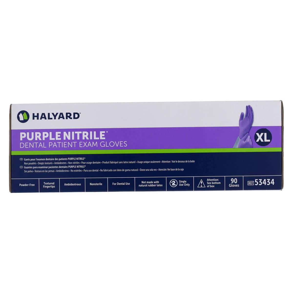 O & M Halyard Purple Nitrile Examination Gloves, Powder-Free, Non-Sterile, Latex-Free, X-Large, Purple, 100/Bx thumbnail 8