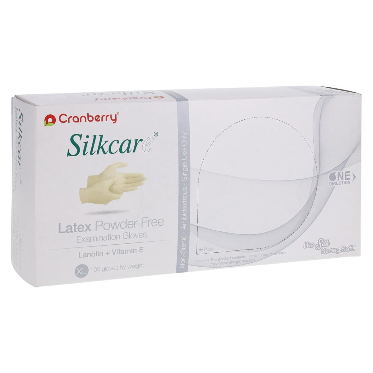 Cranberry Silkcare Powder-Free Latex Exam Gloves with Lanolin & Vitamin E, Extra Large, White, 100/Box, CR7819 thumbnail 5