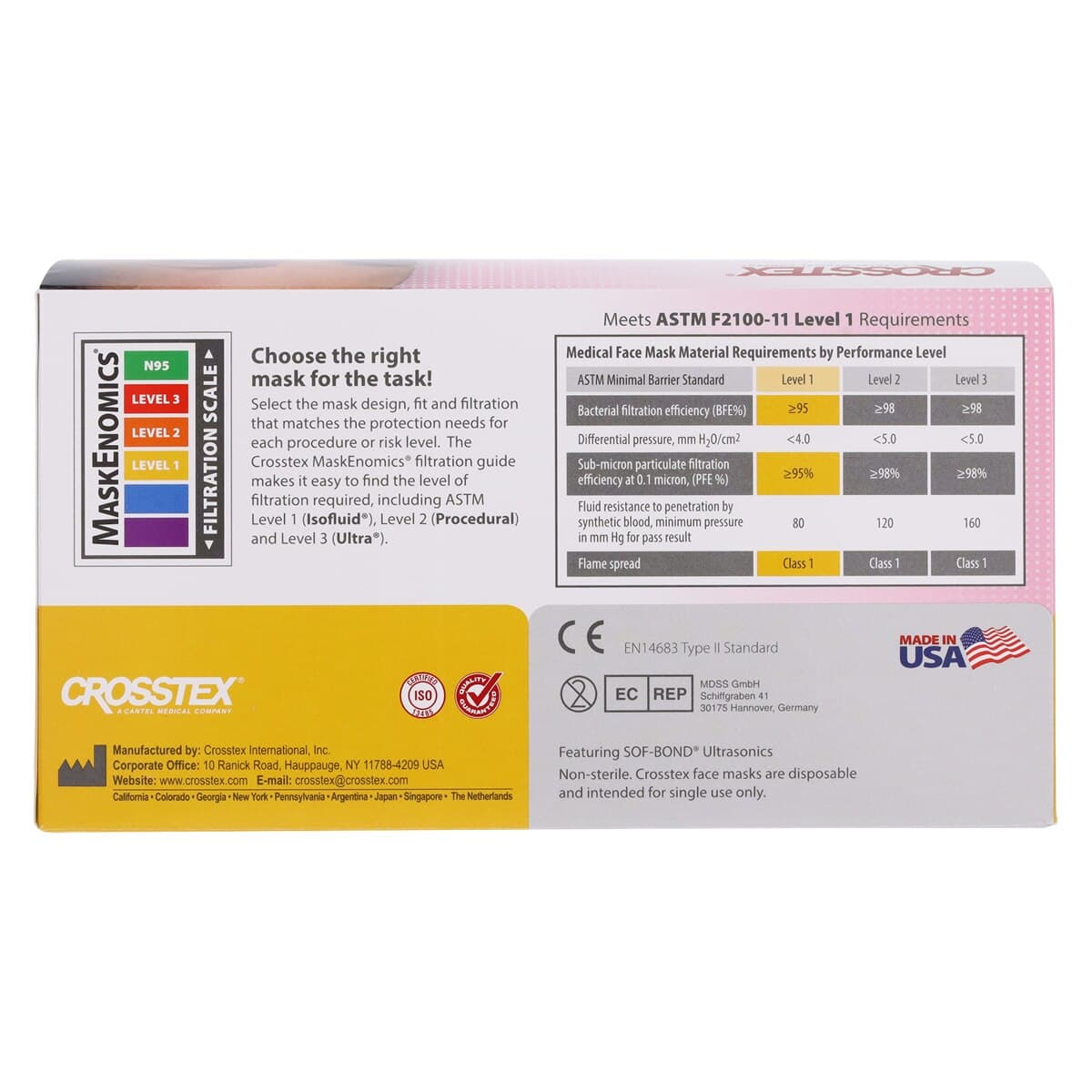 Isofluid™ Surgical Face Mask, ASTM Level 1, Ear Loop, Pink, 50/Box, GCIPK thumbnail 6