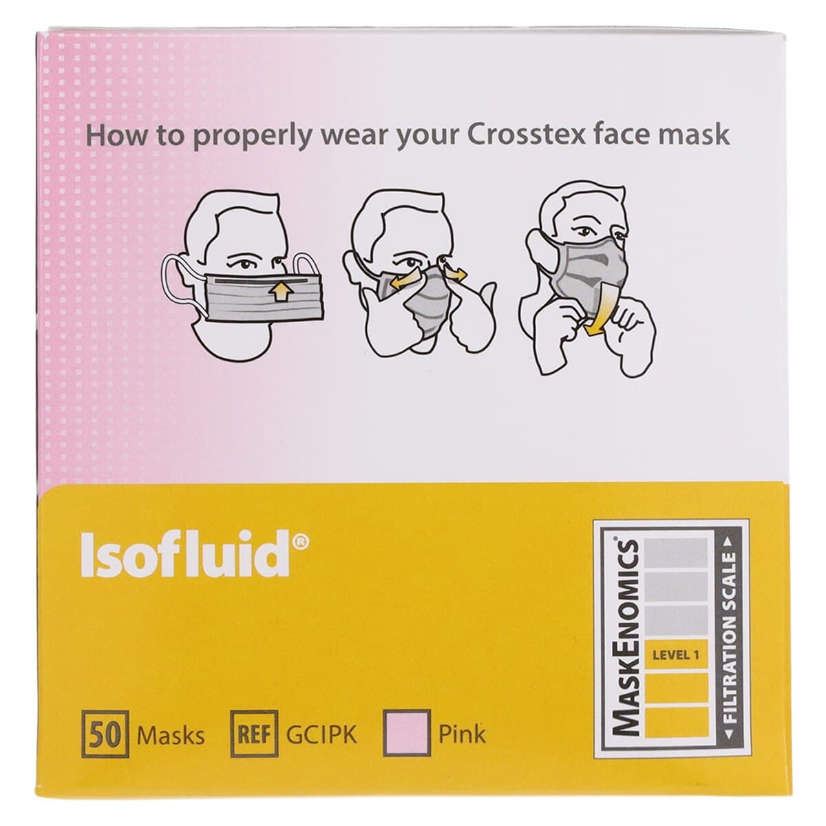 Isofluid™ Surgical Face Mask, ASTM Level 1, Ear Loop, Pink, 50/Box, GCIPK thumbnail 7