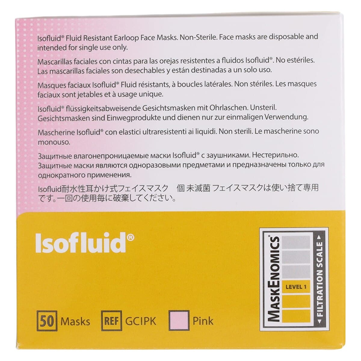Isofluid™ Surgical Face Mask, ASTM Level 1, Ear Loop, Pink, 50/Box, GCIPK thumbnail 8