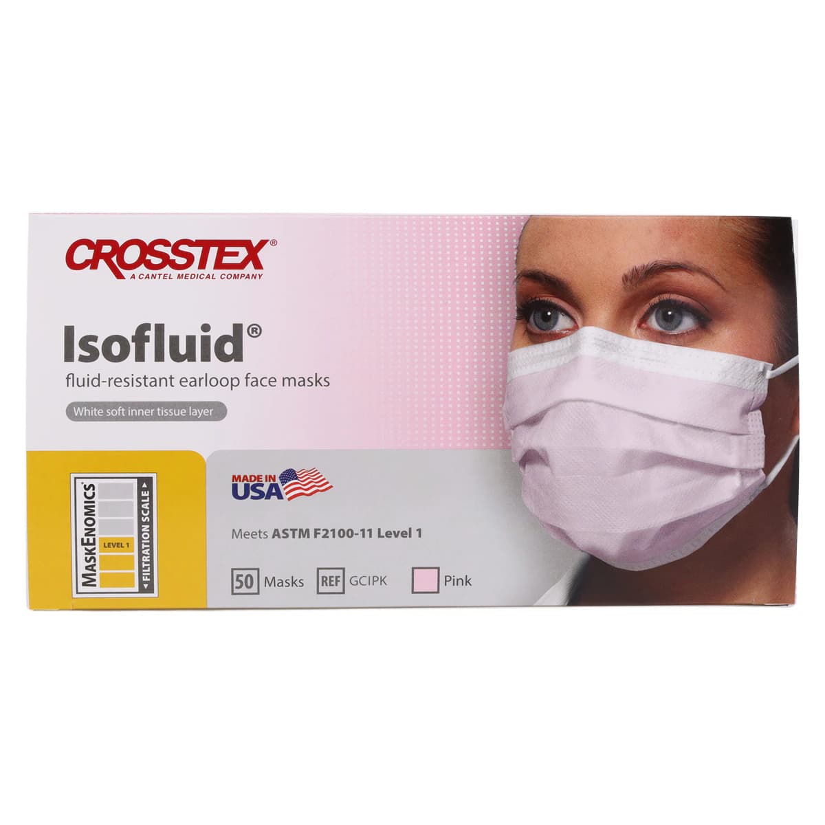 Isofluid™ Surgical Face Mask, ASTM Level 1, Ear Loop, Pink, 50/Box, GCIPK thumbnail 9