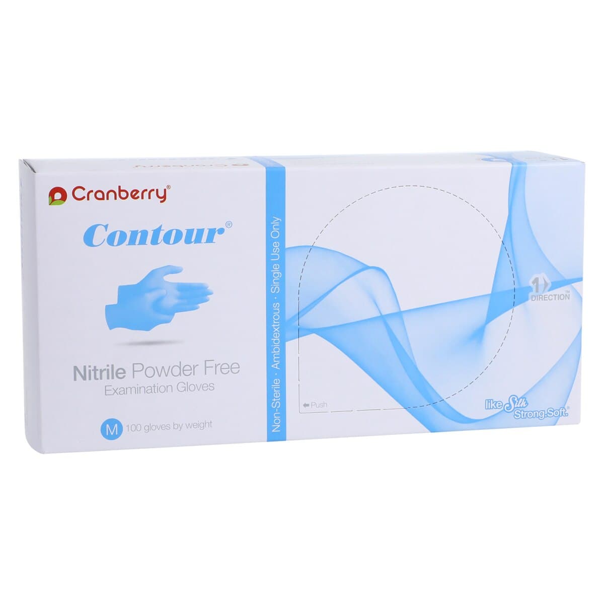 Cranberry Contour Powder-Free Nitrile Exam Gloves, Latex-Free, Blue, Medium, 100/Box, CR3117 thumbnail 4