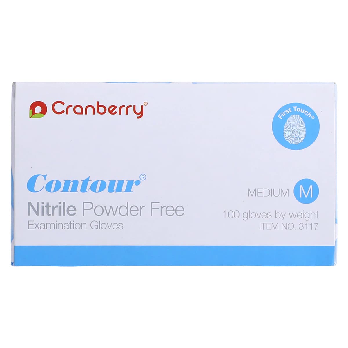 Cranberry Contour Powder-Free Nitrile Exam Gloves, Latex-Free, Blue, Medium, 100/Box, CR3117 thumbnail 5