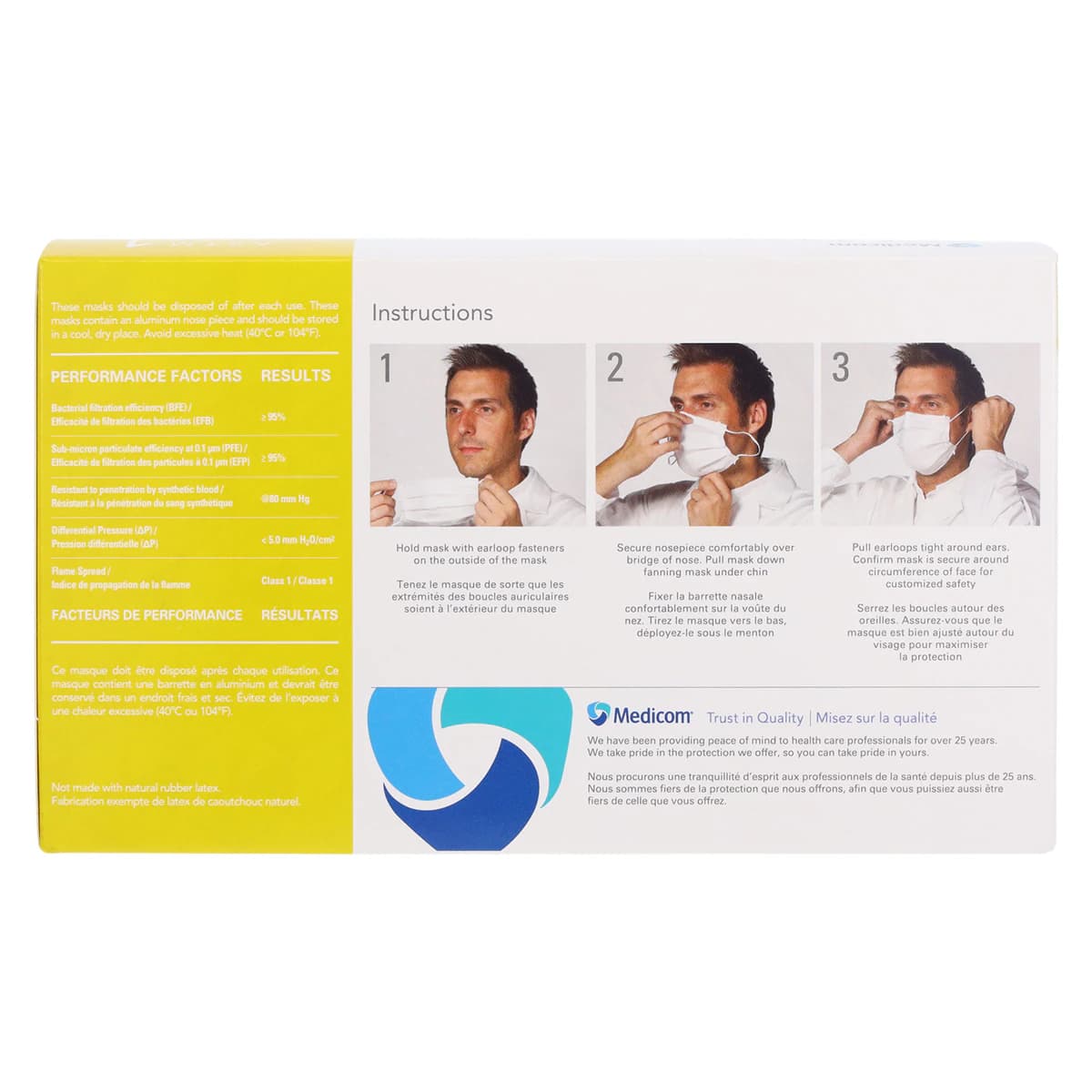 SafeMask® Premier™ Procedure Face Mask, ASTM Level 1, Ear Loop, Yellow, 50/Box thumbnail 6