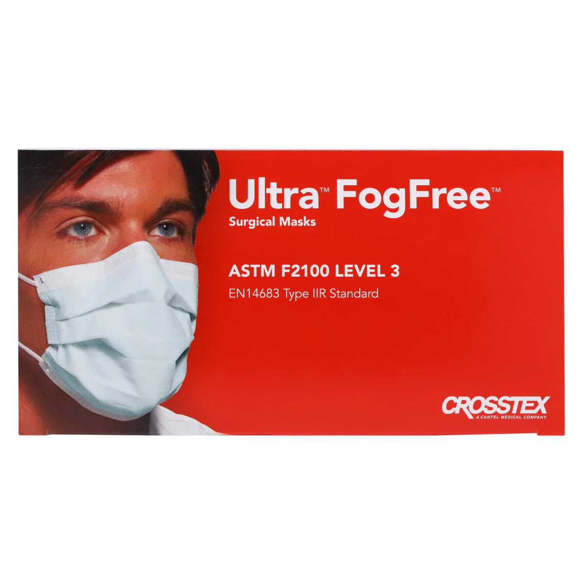 Crosstex Ultra FogFree Earloop Surgical Face Mask, ASTM Level 3, Blue, 40/Box, GCFCX thumbnail 9
