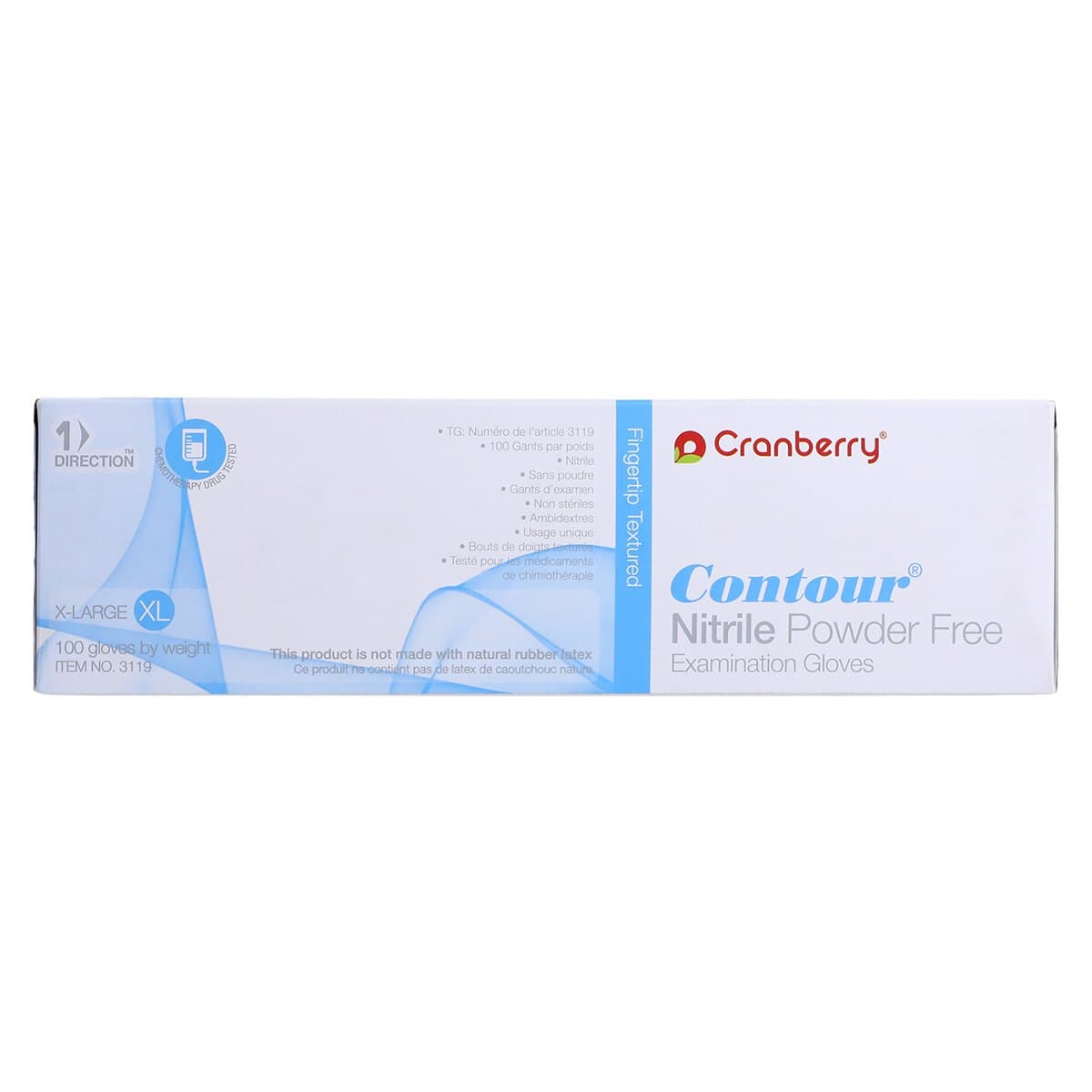 Cranberry Contour Powder-Free Nitrile Exam Gloves, Blue, Extra Large, 100/Box, CR3119 thumbnail 8