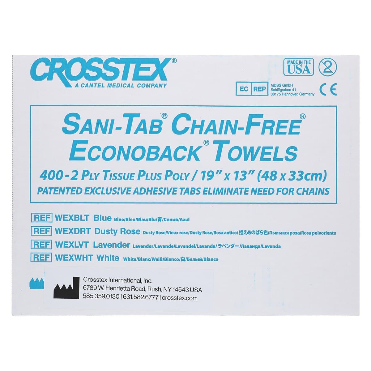 Crosstex Sani-Tab Chain-Free Patient Towel/Bib, 2-Ply Tissue + 1-Ply Poly, White, 13" x 19", 400/Case, WEXWHT thumbnail 3