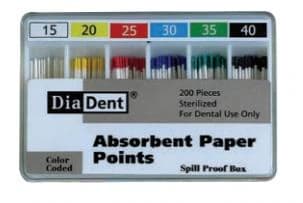 DiaDent Absorbent Paper Points, XX-Fine, Non-Marked, .02 Taper, Cell Pack of 200 - Absorbent Paper Points XX-Fine Cell Pack Pkg/200 - Image 1
