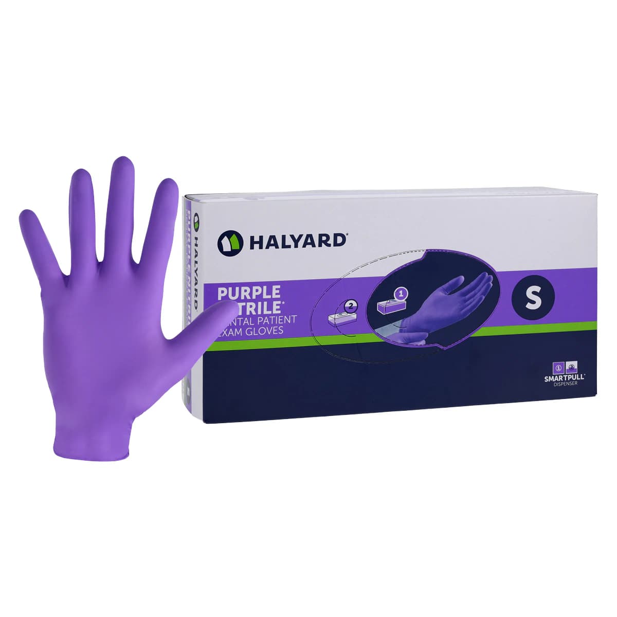 Halyard PURPLE NITRILE* Dental Exam Gloves, Powder-Free, Latex-Free, Textured, Small, Purple, 100/Bx, 53431 thumbnail 2