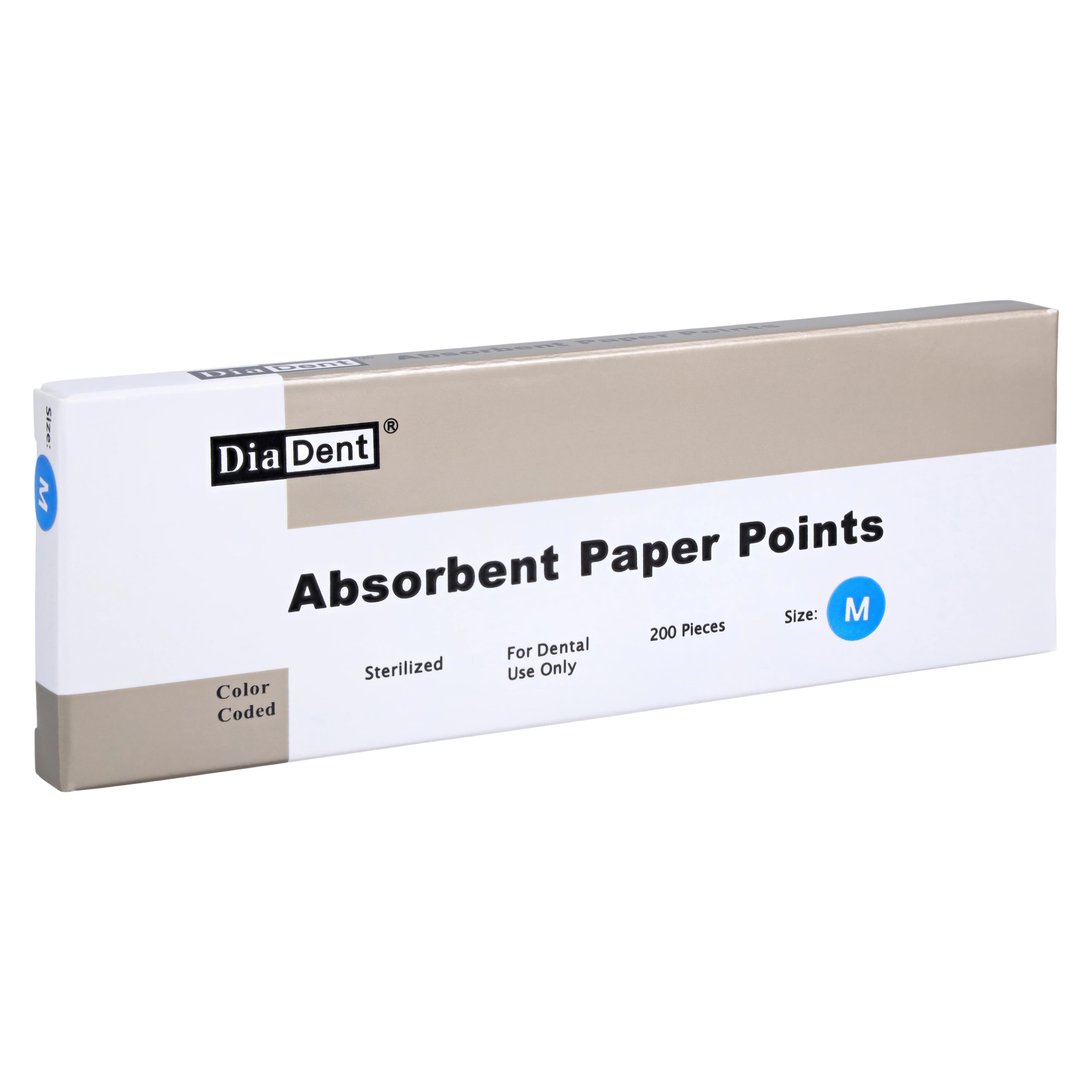 Diadent Absorbent Paper Points, Accessory Size Medium, Non-Marked, .02 Taper, Cell Pack, 200/Pk, 202-304 - Paper Points, Accessory Sizes, Non-Marked, PP Cell Pack, Medium, 200/Pk, 202-304 - Image 1