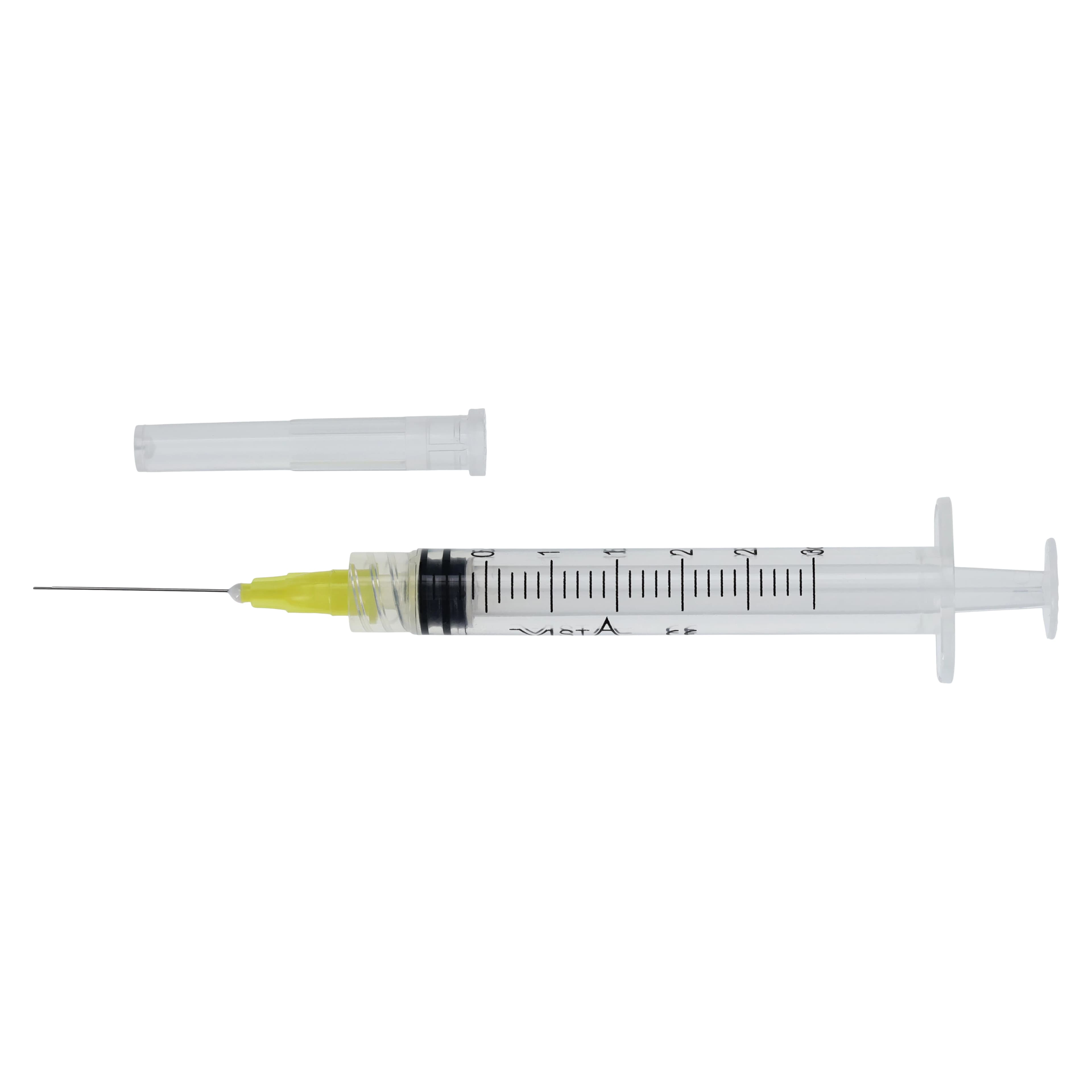 Appli-Vac Pre-Tipped Luer Lock Syringe, 3cc, 27 Gauge, Yellow, 100/Box, 316137 - 3cc Luer Lock Syringe with 27ga Tip 100/Bx - Image 1