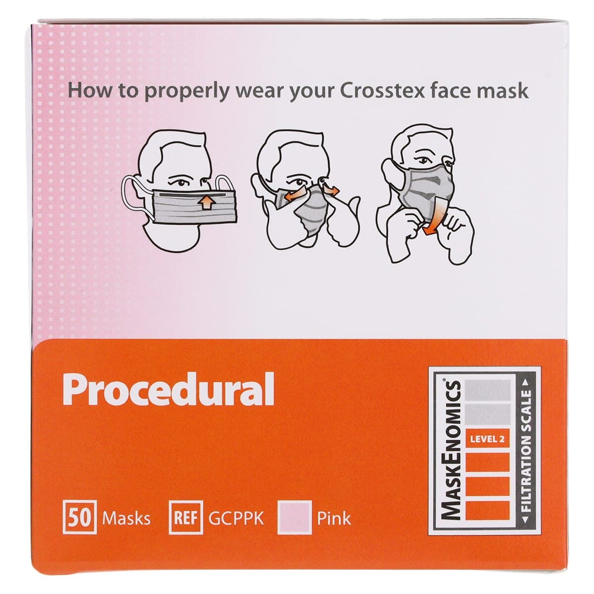 Crosstex Procedural Earloop Face Mask, ASTM Level 2, Pink, Latex-Free, 50/Box, GCPPK thumbnail 7