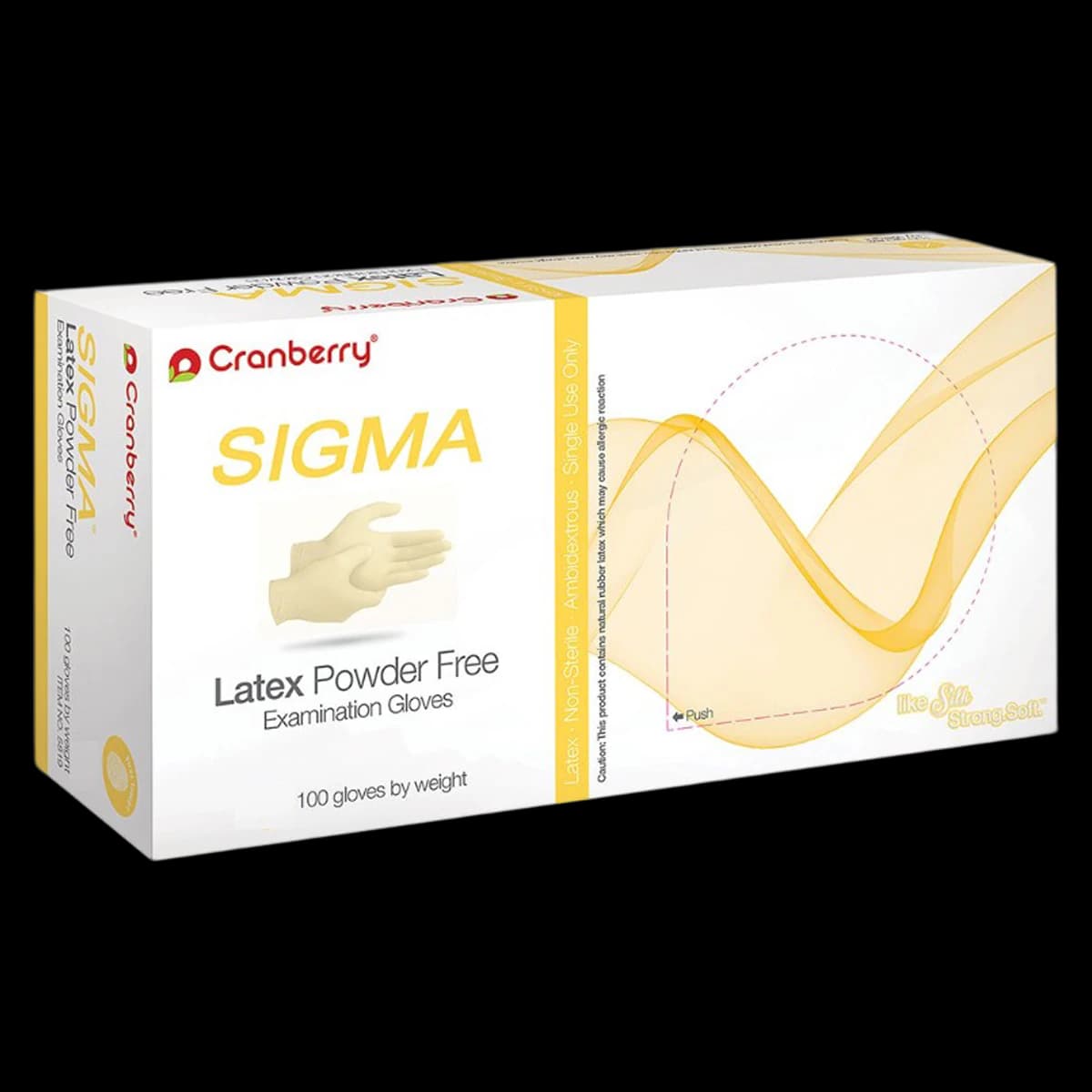 Cranberry® SIGMA Powder Free Latex Exam Gloves, Medium, White, 100/Box, CR5817 - Cranberry® SIGMA Powder Free Latex Exam Gloves, 100/Box - Medium - Image 1