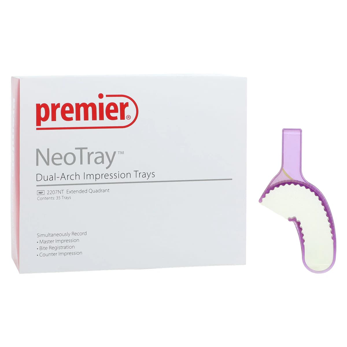 NeoTray Extended Quadrant Triple Bite Impression Trays, Gold Mesh, 35/Pkg, 2207NT - Neo Ext Quad Half-Arch Trays (35) - Image 1