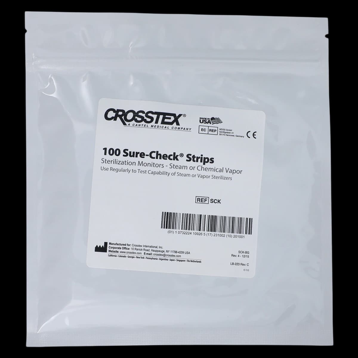 Crosstex Sure-Check Class 4 Chemical Indicator Strips, Steam & Chemical Vapor, White, 3.75" x 0.625", 100/Box, SCK - Sure-Check Class 4 Strips, 3.75" x 0.625", White, 100/Pk, SCK - Image 1