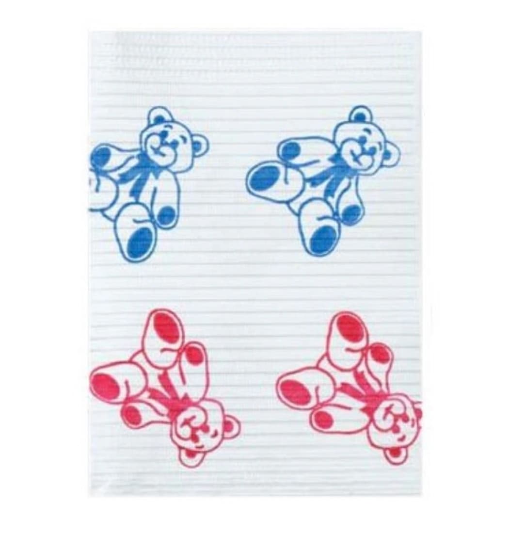 Crosstex Econoback Patient Bibs, 2-Ply Paper/1-Ply Poly, Teddy Bear Print, 13" x 19", 500/Case, WEXTB - Econoback Bibs 13x19 500/Cs Teddy Bear, WEXTB - Image 1