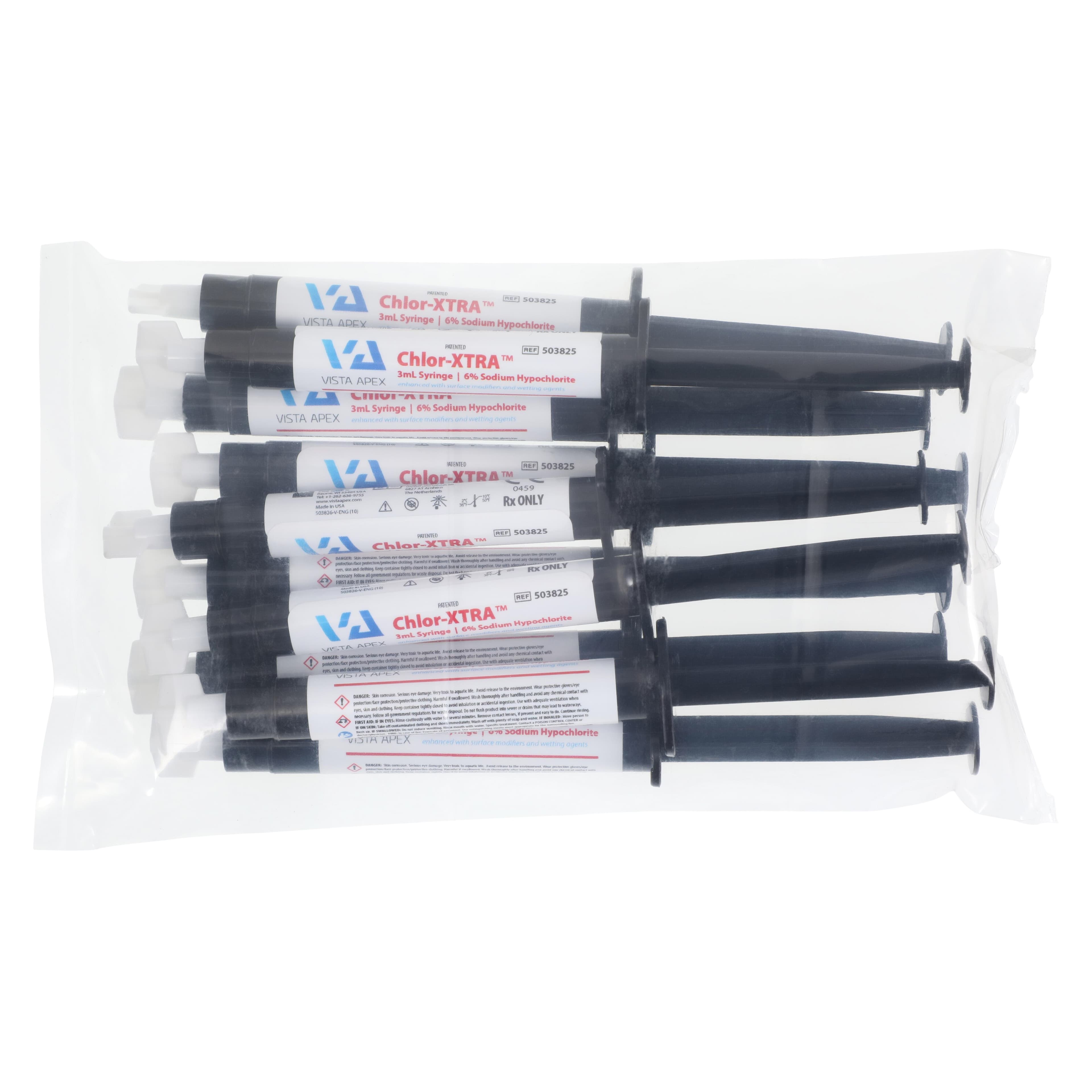 Chlor-XTRA 6% Sodium Hypochlorite Irrigant, 3cc Prefilled Syringes, 10/Box, with 27G Side-Vented Tips thumbnail 2