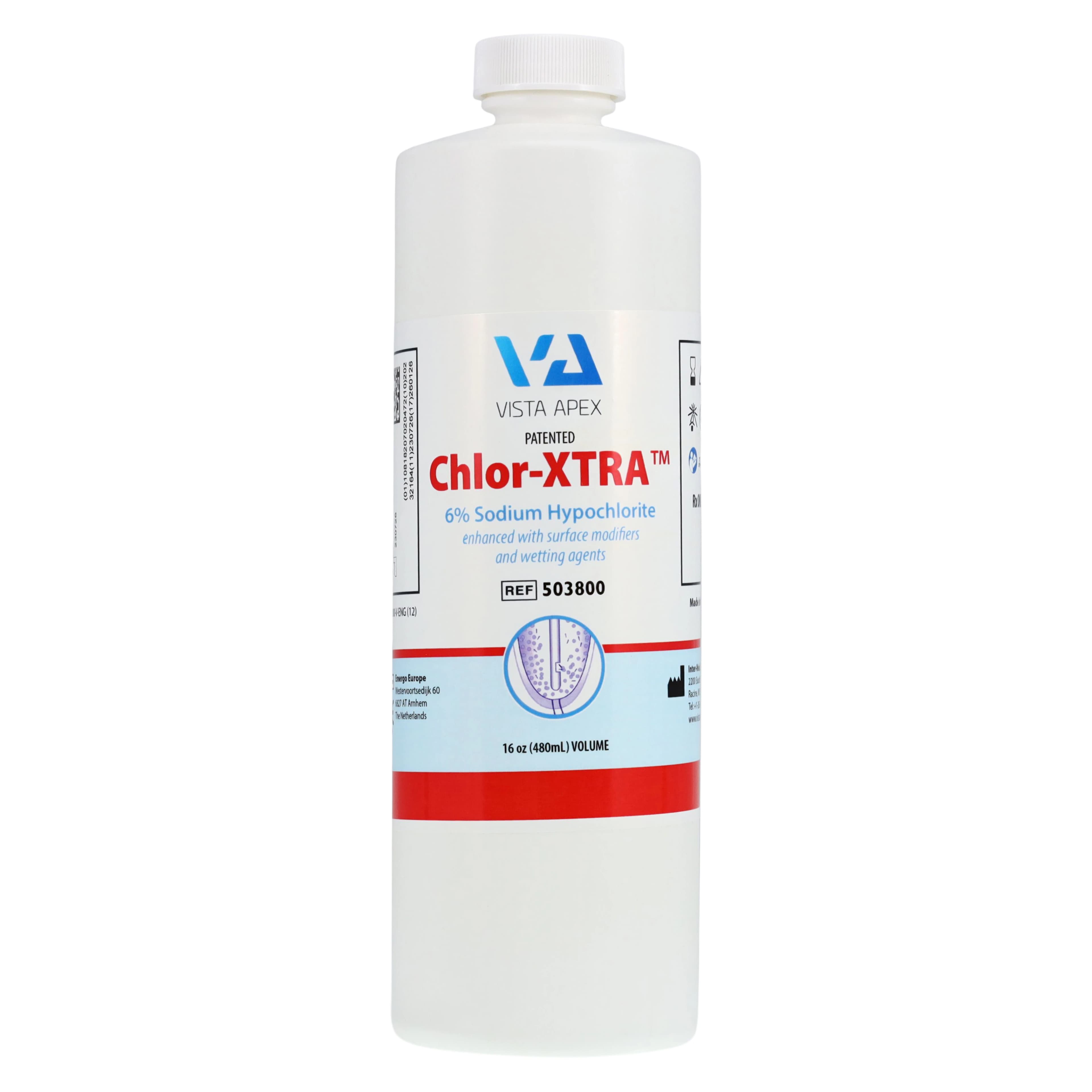 Chlor-XTRA 6% Sodium Hypochlorite Root Canal Irrigation Solution, 16 oz Bottle, 503800 - Chlor-Xtra <6% Sodium Hypochlorite (16oz) - Image 1
