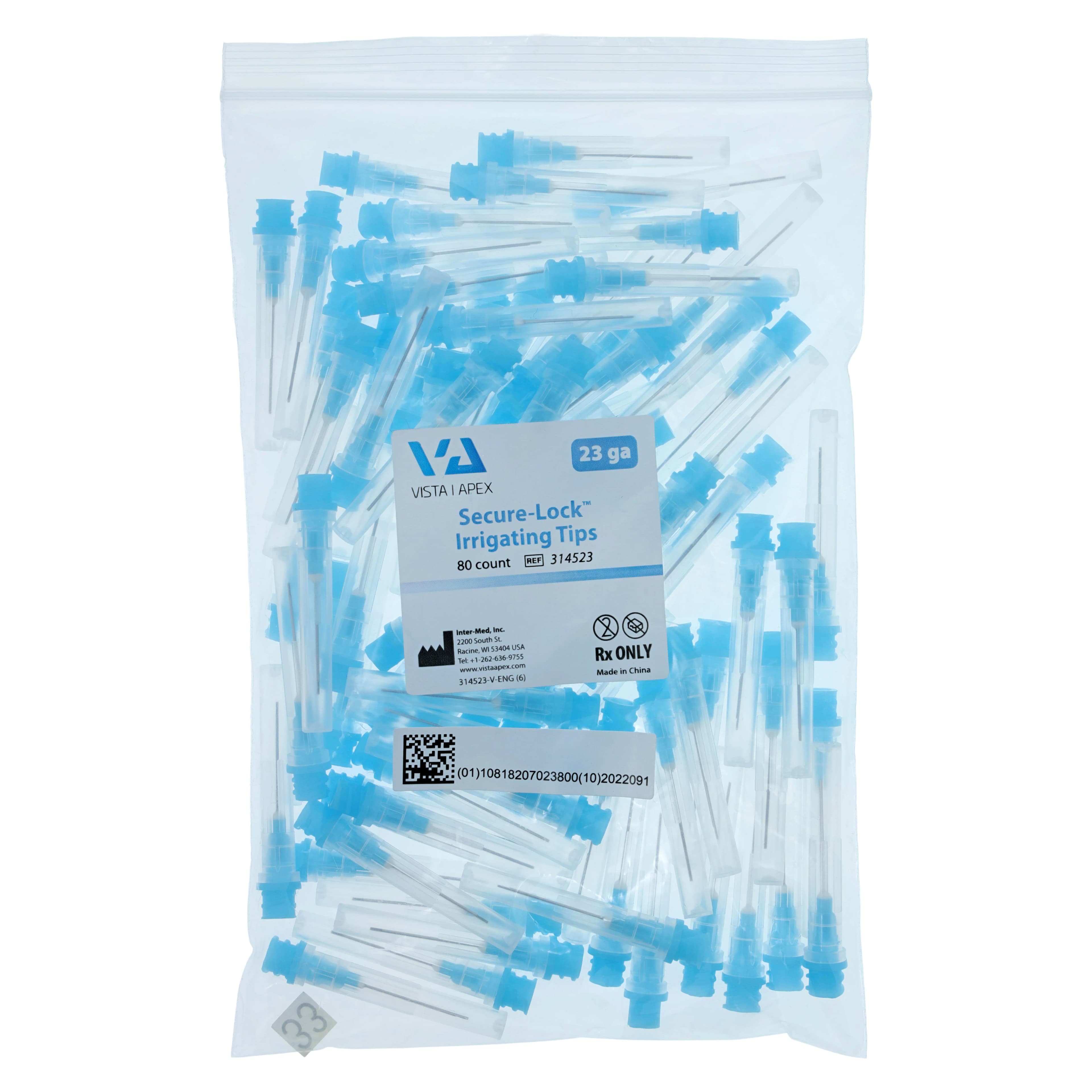 Secure-Lock Appli-Vac Irrigating Tips, 1" Bendable, 23 Gauge, Blue, 80/Pkg, 314523 thumbnail 4