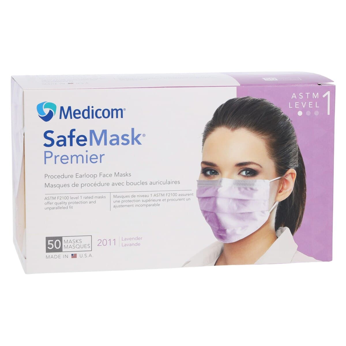 SafeMask® Premier™ Procedure Earloop Face Mask, ASTM Level 1, Lavender, 50/Box, 2011 thumbnail 4