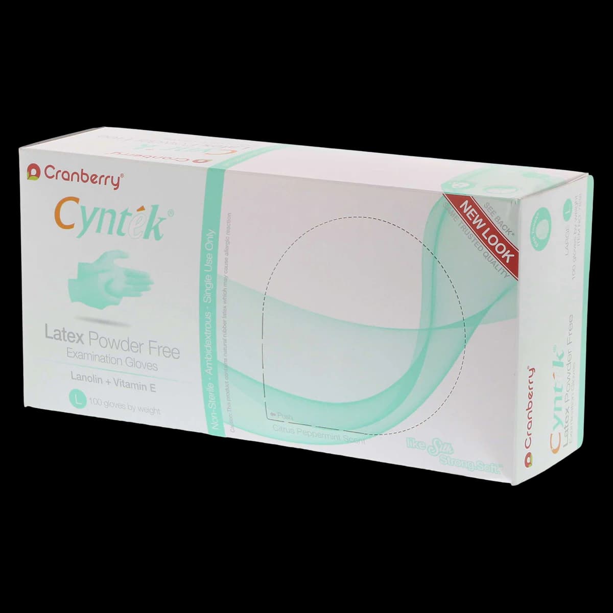 Cranberry Cyntek Powder-Free Latex Exam Gloves, Large, Wintergreen, 100/Box, CR7838 thumbnail 2