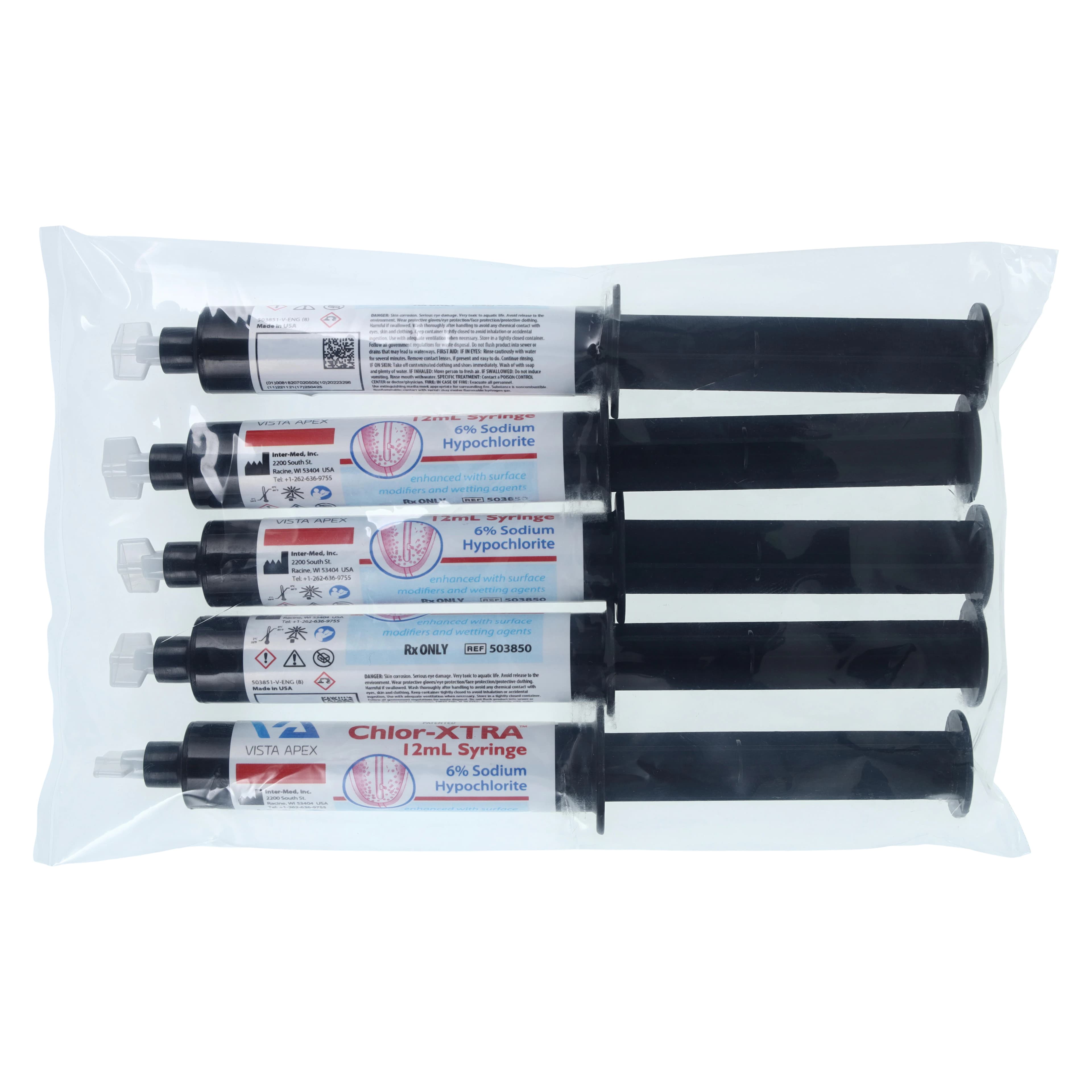 Chlor-XTRA 6% Sodium Hypochlorite Root Canal Irrigant, 12 cc Prefilled Syringes, 10/Box with 27 Ga Side-Vent Tips thumbnail 5