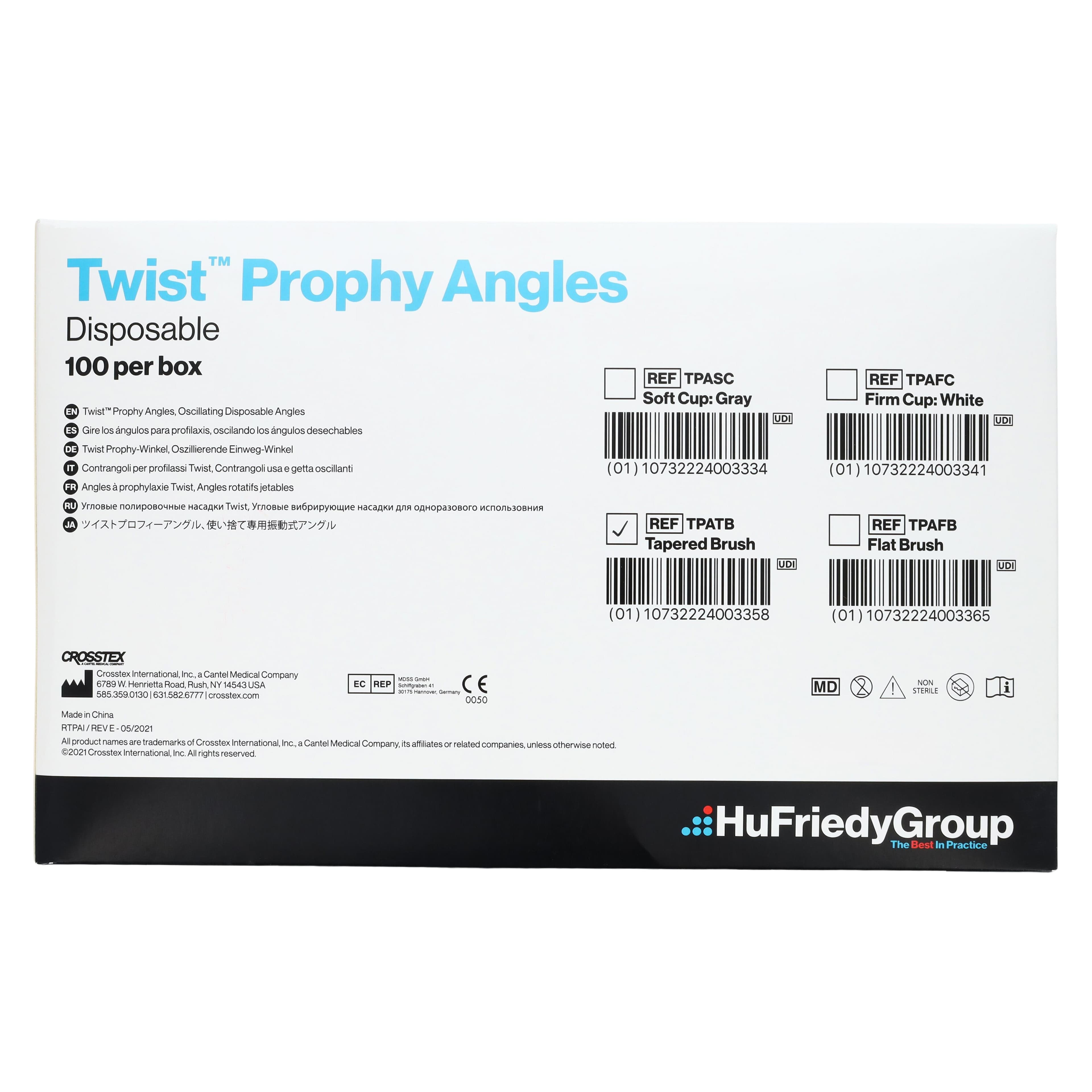 Crosstex Twist Disposable Prophy Angle, Tapered Brush, 90° Reciprocating, Latex-Free, 100/Bag, TPATB thumbnail 4