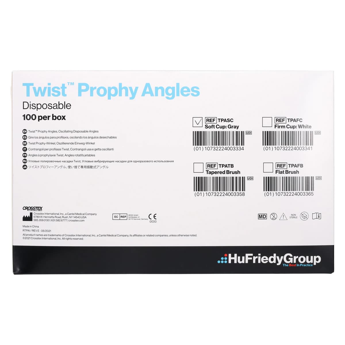 Crosstex Twist Disposable Prophy Angles, Soft Cup, 90° Reciprocating, Latex-Free, Gray, 100/Box, TPASC thumbnail 5
