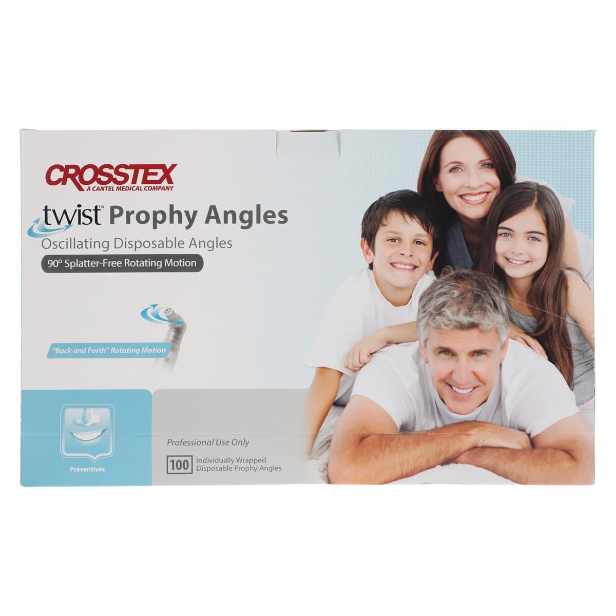 Crosstex Twist Disposable Prophy Angles, Firm White Cup, 90° Reciprocating, Latex-Free, 100/Box, TPAFC thumbnail 3
