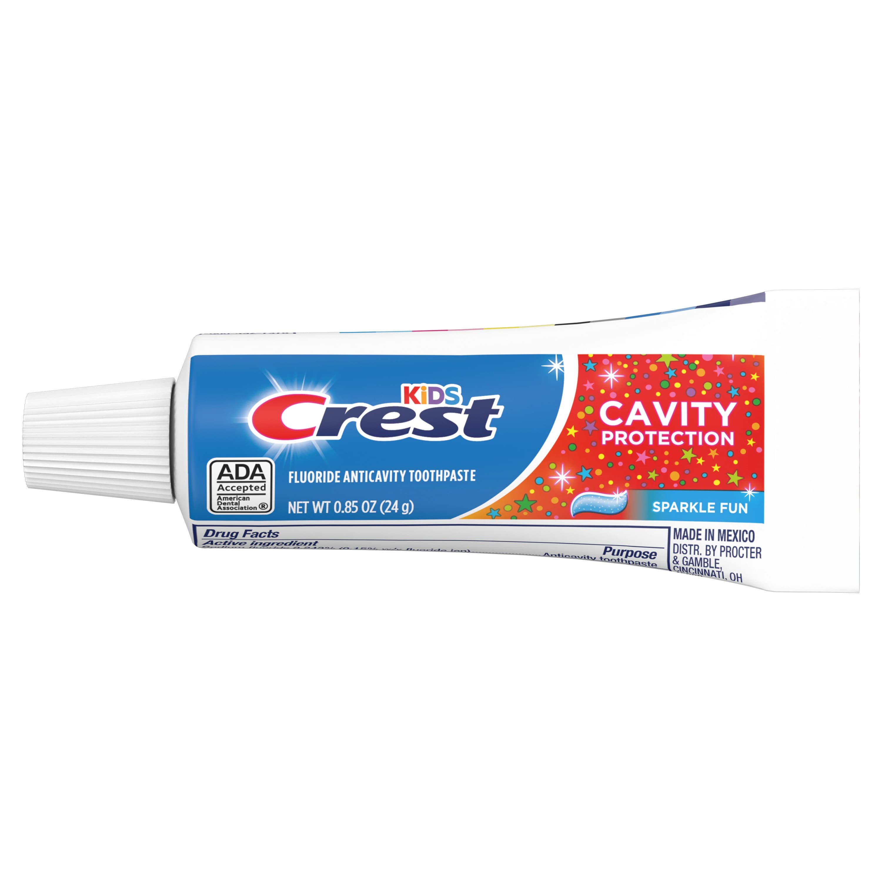 Crest Kids Cavity Protection Sparkle Fun Toothpaste, Ages 2+, 0.85 oz Tube, 72/Case - Kids Cavity Protection Toothpaste, Ages 2+, Sparkle Fun Flavor, 0.85 oz, 72/Cs - Image 1