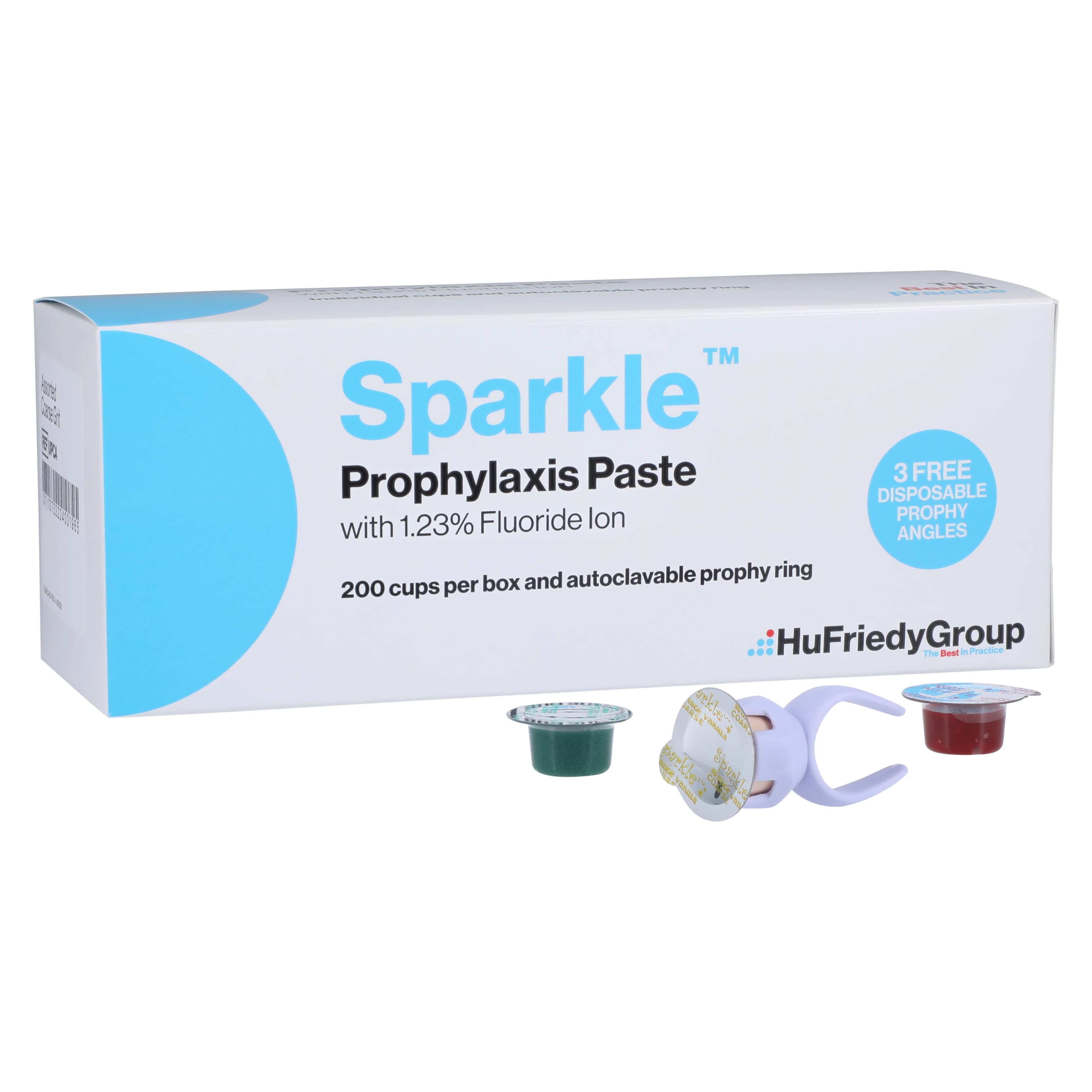 Crosstex Sparkle Prophy Paste with Fluoride & Xylitol, Coarse Grit, Assorted Flavors, Single-Use Cups, 200/Box thumbnail 2